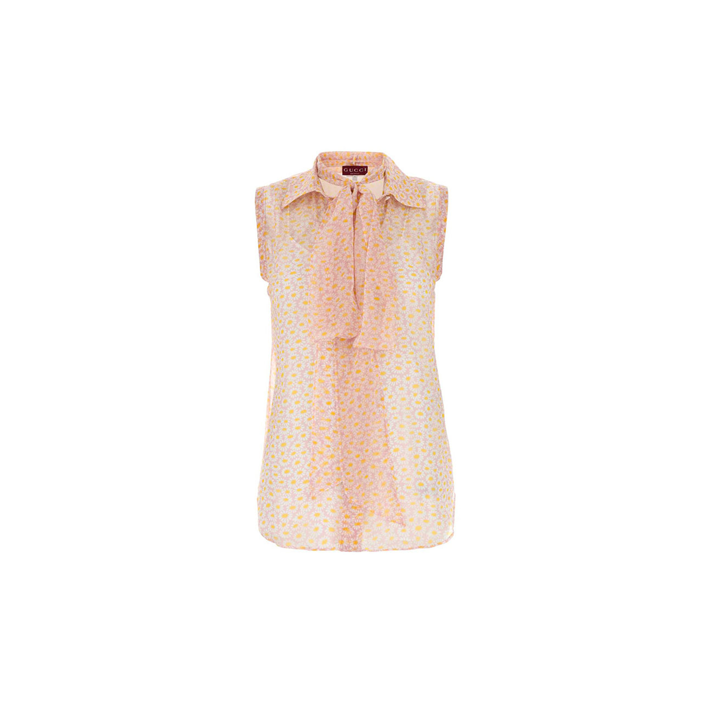 GUCCI LIGHT PINK PRINTED CREPE FLORAL SHIRT 